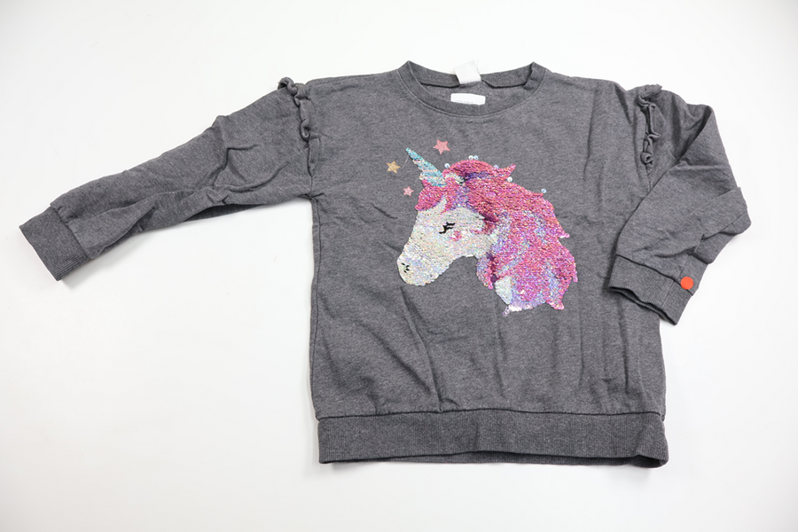 Sweatshirt med vändbara paljetter från Lindex - Storlek 116 - Grå