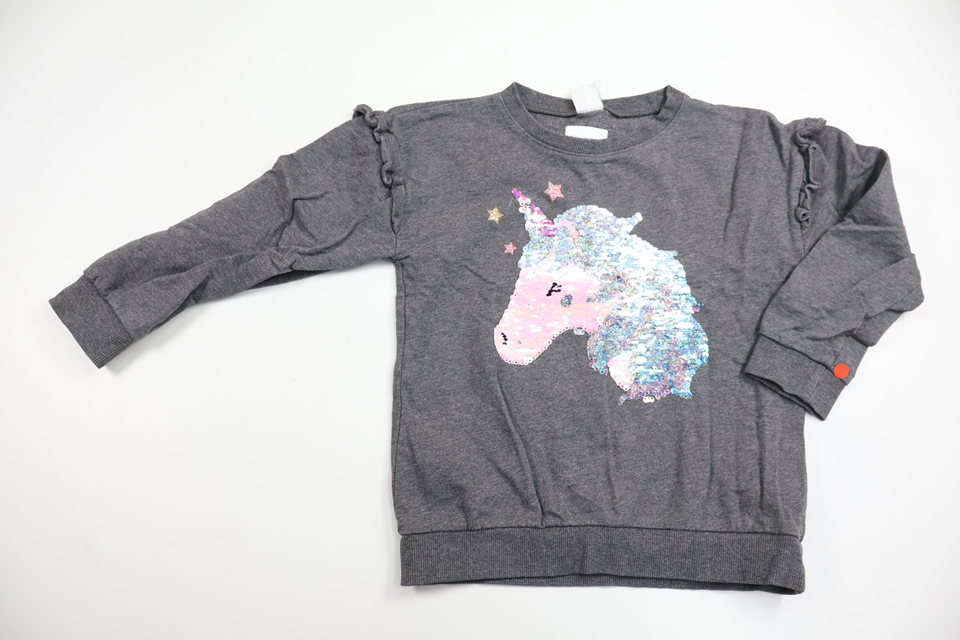 Sweatshirt med vändbara paljetter från Lindex - Storlek 116 - Grå