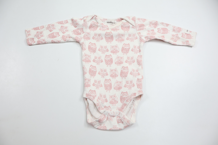 Body med ugglor från Newbie - Storlek 56 - Vit