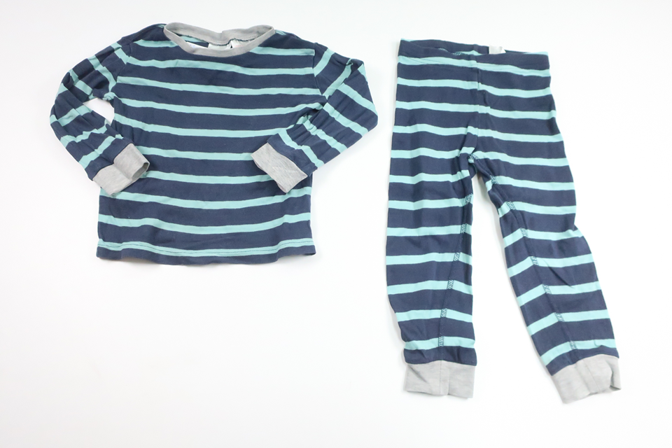 Randig tvådelad pyjamas från H&M - Storlek 92 - Marinblå