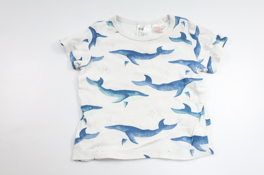 Pyjamas tröja med valar från H&M - Storlek 92 - Vit