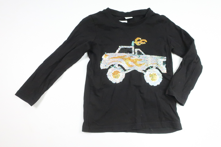 Tröja med vändbara paljetter från Lindex - Storlek 116 - Svart