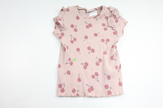 Ribbad tröja med körsbär från Kappahl - Storlek 122/128 - Lila