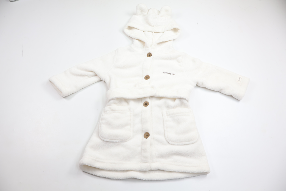 Badrock/Morgonrock i fleece från Newbie - Storlek 74/80 - Vit