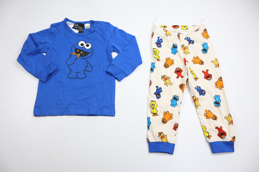 Tvådelad pyjamas med The Cookie Monster från H&M - Storlek 80 - Multi