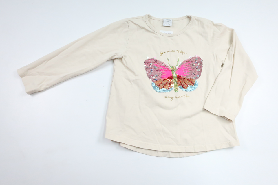 Tröja med vändbara paljetter från Lindex - Storlek 104 - Beige