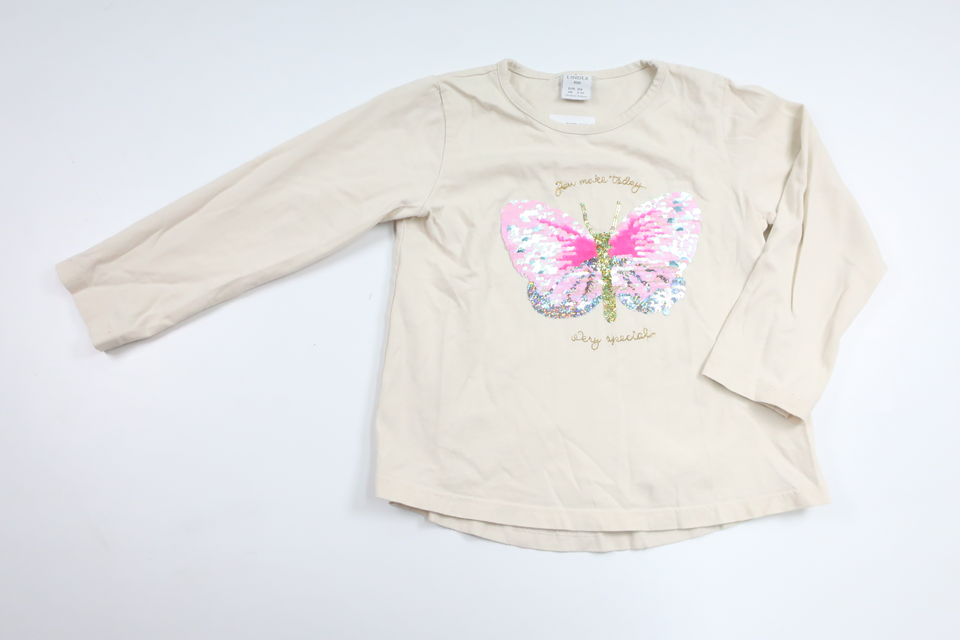 Tröja med vändbara paljetter från Lindex - Storlek 104 - Beige