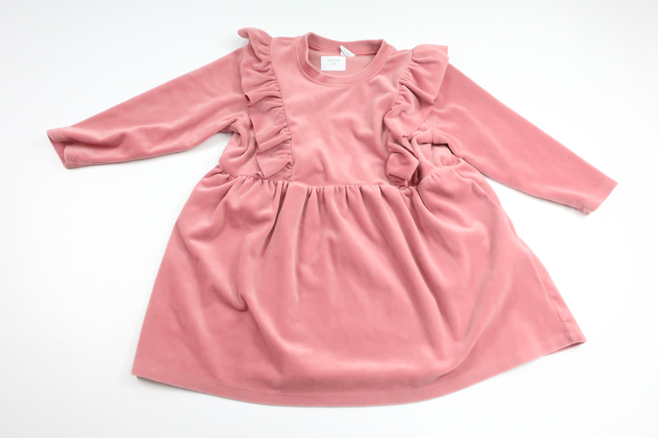 Klänning med volang i fleece från Lindex - Storlek 104 - Rosa