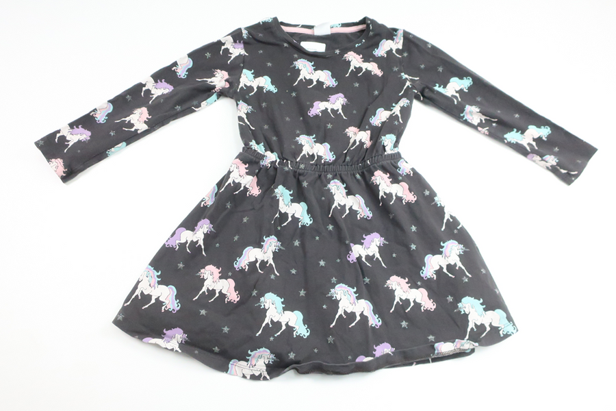 Klänning me enhörningar från Lindex - Storlek 98/104 - Grå