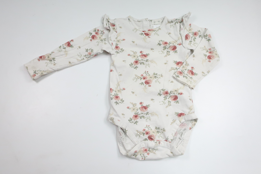 Blommig body från Newbie - Storlek 86 - Vit