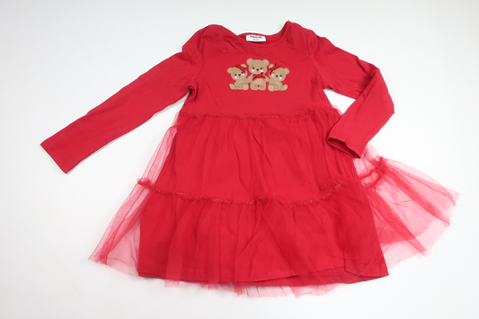 Tyllklänning med nallar från Kappahl - Storlek 98/104 - Röd