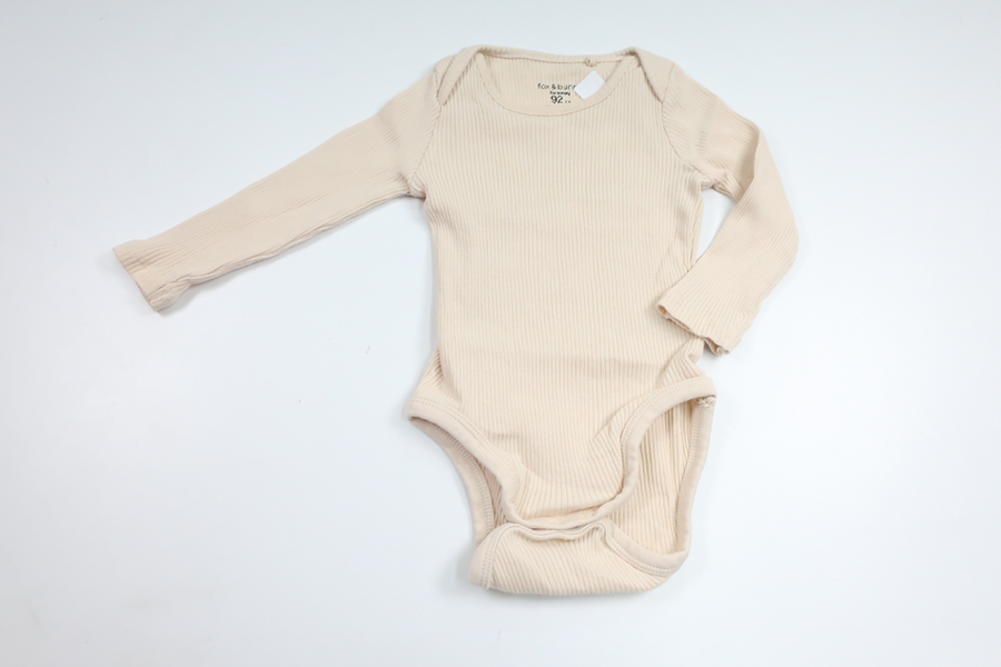 Ribbad body från Fox & Bunny - Storlek 92 - Benvit