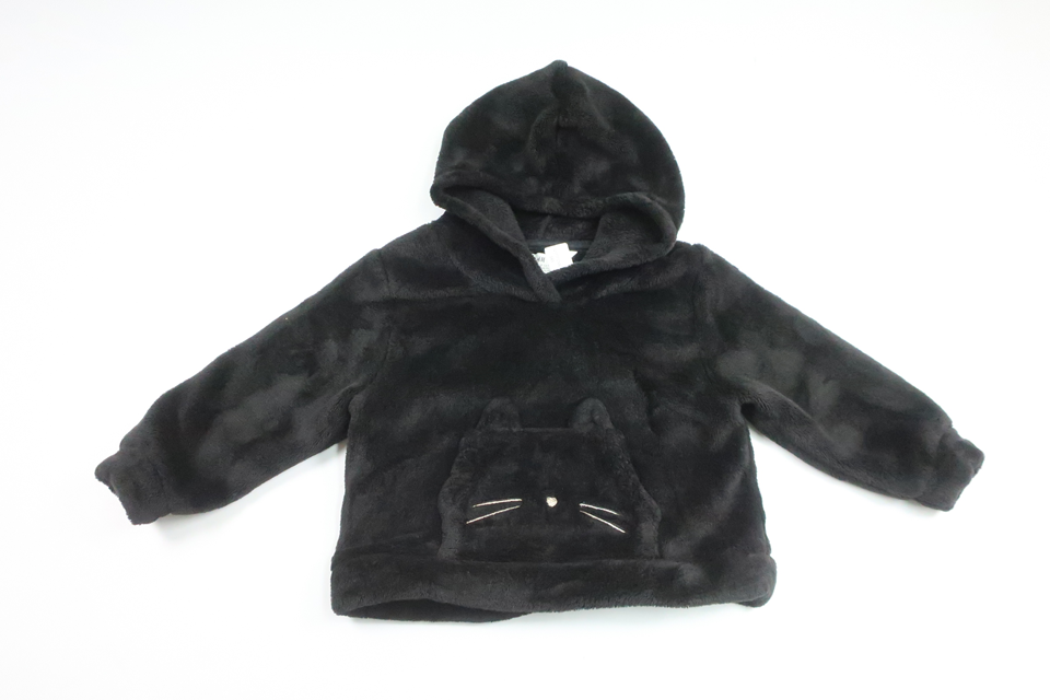 Tröja i fleece med luva från H&M - Storlek 92 - Svart