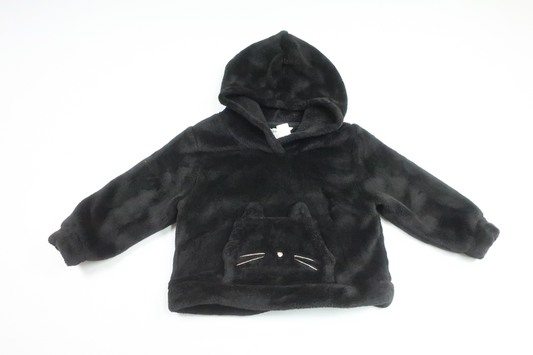 Tröja i fleece med luva från H&M - Storlek 92 - Svart