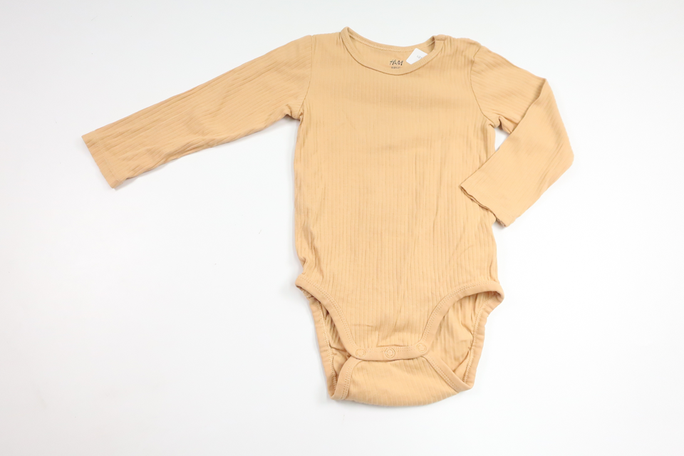 Ribbad body från H&M - Storlek 80 - Gul