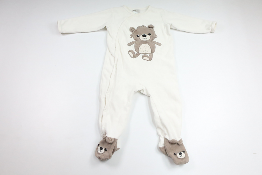 Pyjamas i fleece från H&M - Storlek 80 - Benvit