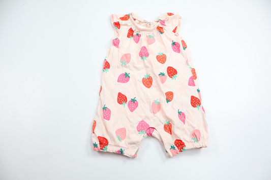 Jumpsuit med jordgubbar från Lindex - Storlek 62 - Rosa