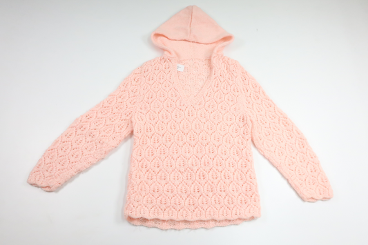 Stickad tröja med luva från Hemstickat - Storlek 110/116 - Rosa