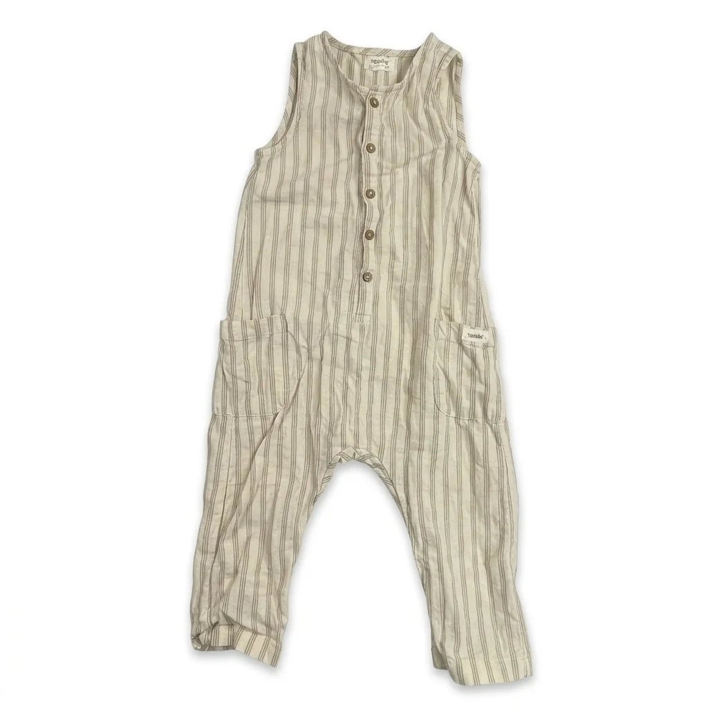 Randig sparkdräkt från Newbie - Storlek 86 - Beige