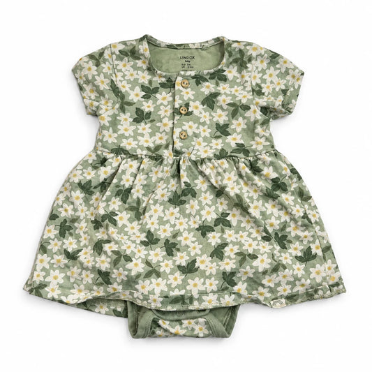 Blommig onesie från Lindex - Storlek 62 - Grön