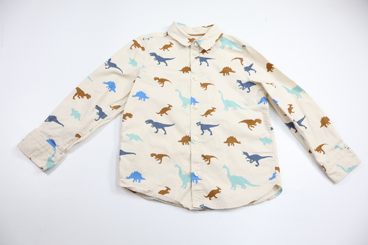 Skjorta med dinosaurier från H&M - Storlek 122 - Benvit